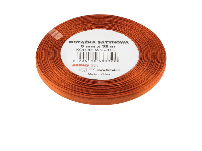 Wstążka satynowa 6mmx32m miedziana Brewis